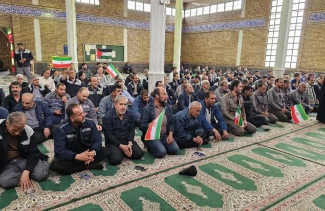 تجمع كارگری محكومیت جنایات رژیم صهیونیستی در ذوب‌آهن اصفهان برگزار شد